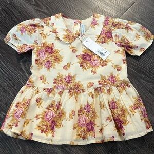 Janie and Jack collard floral purple and beige shirt NWT